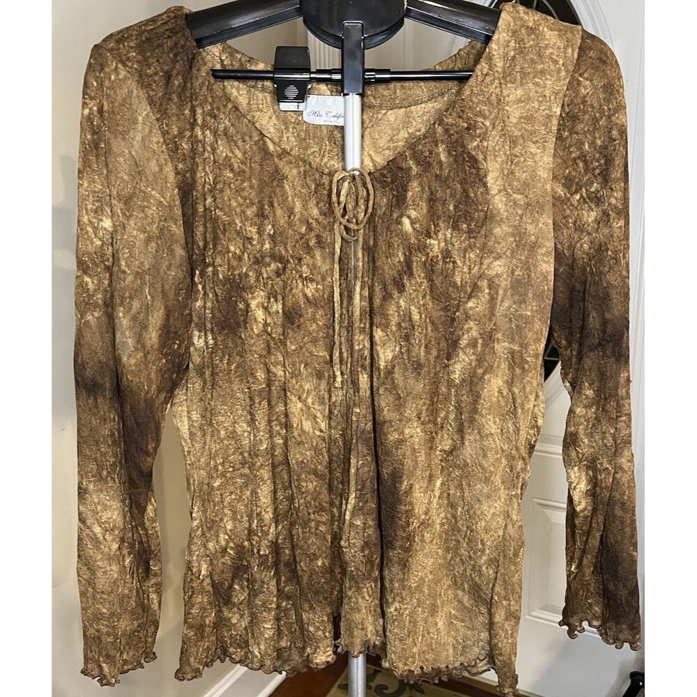 Vintage Y2K Womens Forest Fairy Grunge Sheer Top Size 2xL Goblincore Whimsigoth